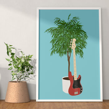 Bass Guitar Houseplant Print | Guitarist Music Poster, 4 of 10