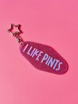 The Sparkly 'I Like Pints' Motel Keyring / Beer Lover Gift For Her / Pub Lover Gift, 2 of 7