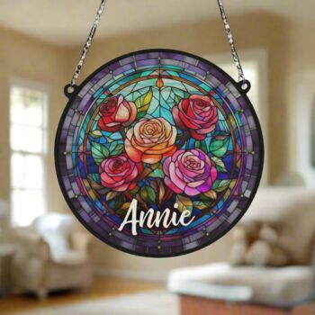 Roses Personalised Stained Glass Effect Suncatcher, 2 of 7