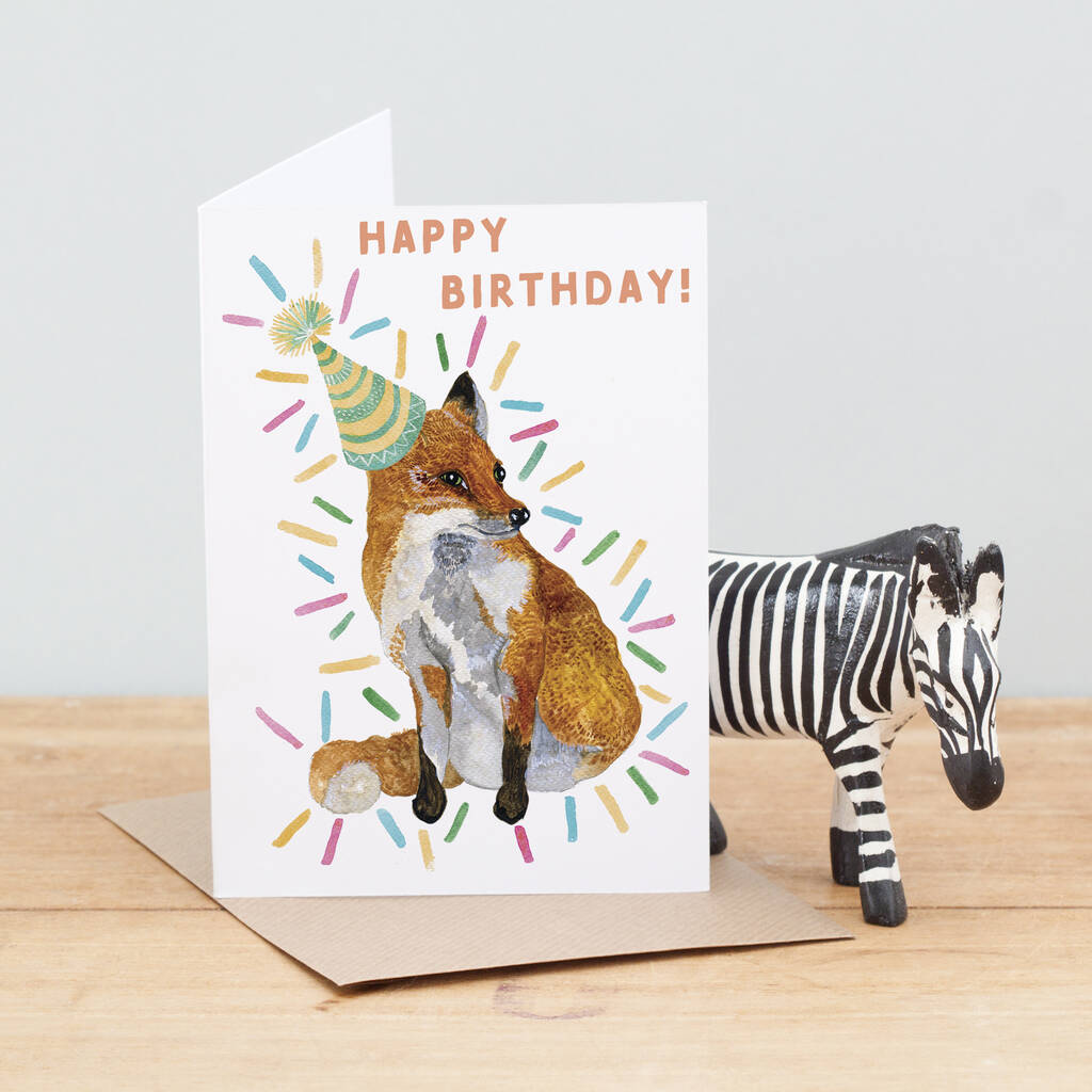Fox Happy Birthday Greeting Card, 1 of 4