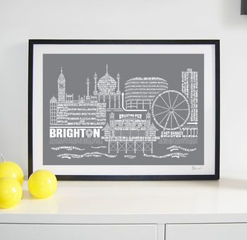 Brighton Skyline Typography Print Personalised, 7 of 7