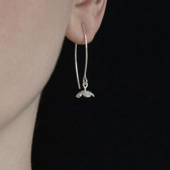 Long Silver Cherry Blossom Earrings, 3 of 4