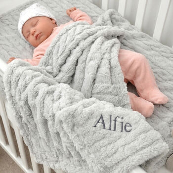 Personalised Grey Textured Fluffy Baby Wrap, 2 of 8