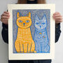 Colourful Cat Friends Modern Giclée Art Print, thumbnail 1 of 2
