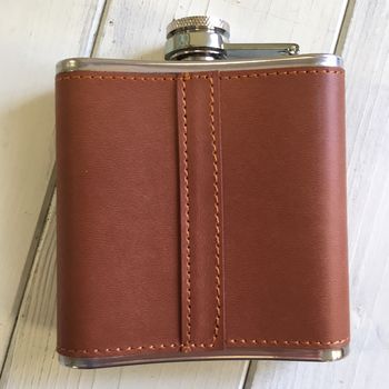 Brown Faux Leather Initials Hip Flask And Funnel, 3 of 3