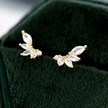 Cz Cluster Marquise Stud Earrings In Sterling Silver, 5 of 12