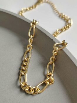 Thick 18 K Gold Link Chain Necklace Set, 2 of 12