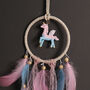 Pink Unicorn Charm Dream Catcher For Girls Room, thumbnail 1 of 7