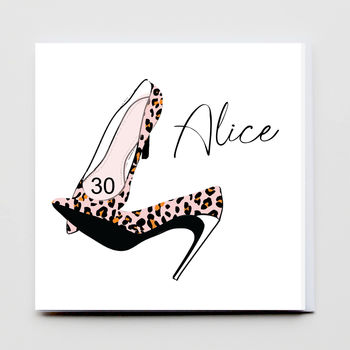 Birthday Girl Leopard Shoe Personalised Card, 3 of 3