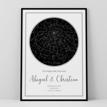 Personalised Star Map Print Classic Circle Design, 2 of 12