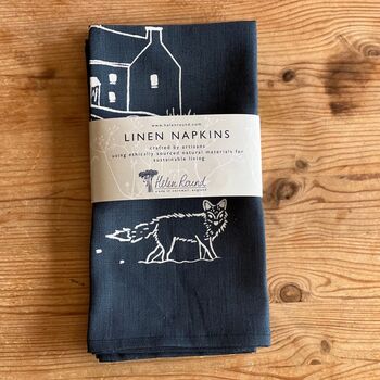 Winter Fox Linen Napkins Set Of Two, 3 of 7