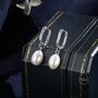 Sterling Silver Oval Pearl Oval Hoop Earrings, thumbnail 3 of 10