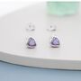 Sterling Silver Purple Heart Cz Stud Earrings, thumbnail 2 of 10