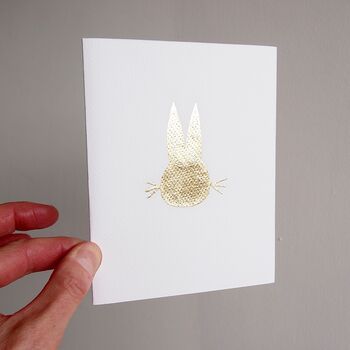 Handmade Gold Leaf Easter Bunny Rabbit Card, 2 of 7