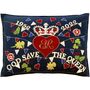 Navy Jubilee Street Party Cushion With Hand Embroidery, thumbnail 2 of 3