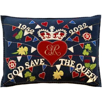 Navy Jubilee Street Party Cushion With Hand Embroidery, 2 of 3