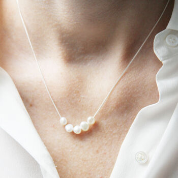 Pearl Cluster Necklace In Sterling Silver Or 9ct Gold, 8 of 10