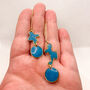 Abstract Drop Blue Statement Earrings, thumbnail 2 of 9
