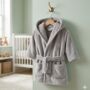 Personalised Grey Baby Dressing Gown With Bear Ears, thumbnail 6 of 10
