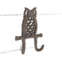 Handcast Cast Iron Owl Double Wall Hook, Fathers Day, thumbnail 2 of 2