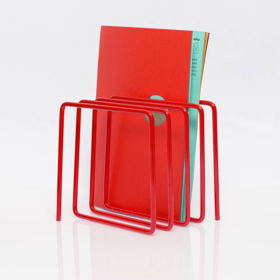 magazine rack, red by block design