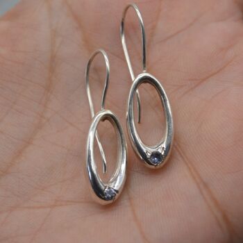 Citrine Or Iolite Silver Earrings: Oval Gemstone Drop, 4 of 6