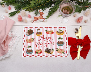Christmas Placemats With Pink Food Design, 3 of 3