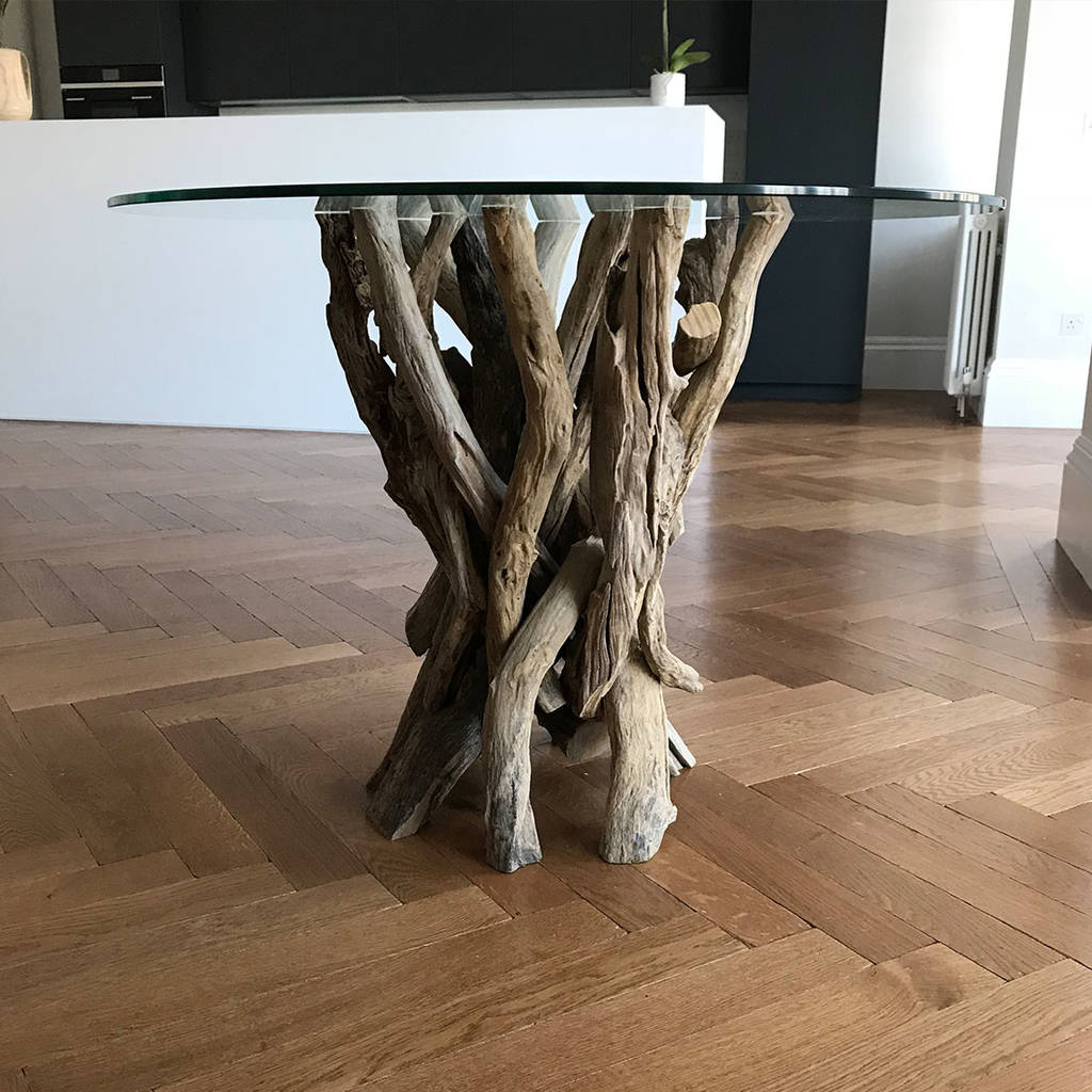 driftwood round dining table Driftwood dining table round base decor notonthehighstreet