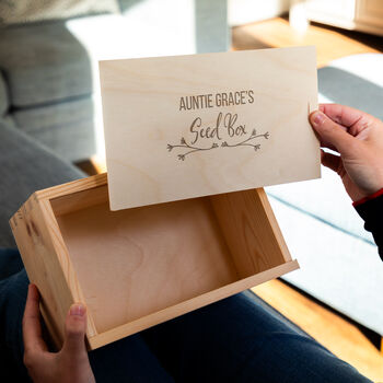 Personalised Seed Box With Sliding Lid Gardening Gift, 4 of 5