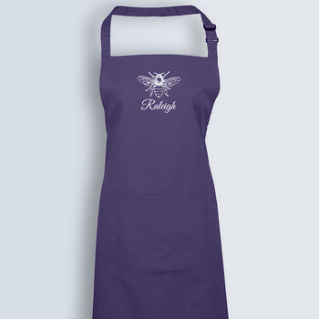 Personalised Bee Apron In Purple, 2 of 4