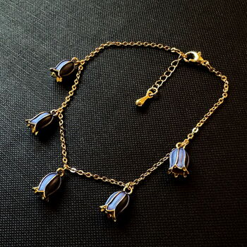 Bluebell Flower Charm Bracelet, 14k Gold Plated, 4 of 6