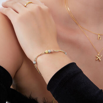 Large Beaded Gold Rose Gold Sterling Silver Bracelet, 3 of 3
