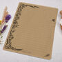 A5 Kraft Letter Writing Paper With Linear Flower Border, thumbnail 3 of 4