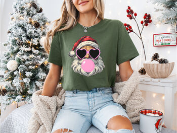 Retro Bubblegum Santa Christmas T Shirt, 4 of 8