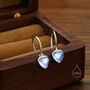 Sterling Silver Moonstone Heart Drop Hook Earrings, thumbnail 2 of 10