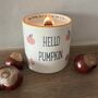 Hello Pumpkin Handmade Ceramic Personalised Candle, thumbnail 3 of 4