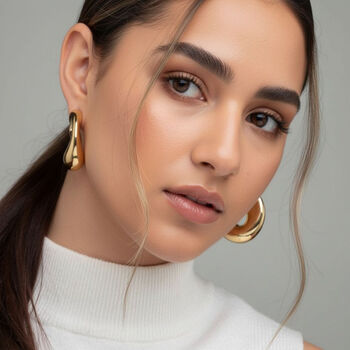 Nami 18 K Gold Plated Wave Statement Hoops, 2 of 5