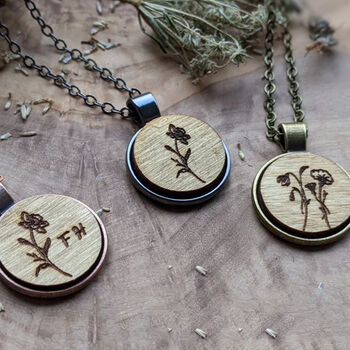 Birth Flower Necklace With Initials – Personalised Gift, 2 of 3