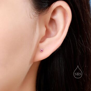 Extra Tiny 2mm Cz Stud Earrings In Sterling Silver, 7 of 12