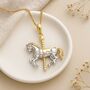 Personalised Carousel Horse Necklace In Sterling Silver And Gold, thumbnail 1 of 10