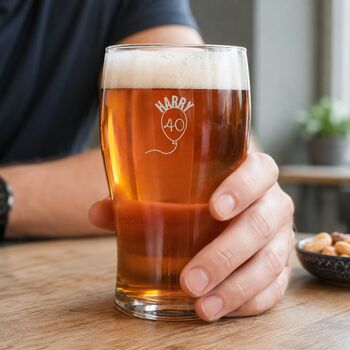 Engraved Pint Glass Personalised 40th Birthday Gift, 3 of 12