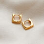 18k Gold Square Huggie Hoop Earrings, thumbnail 1 of 7