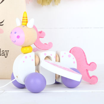 Personalised Cotton Bag And Unicorn Pull Along Toy, 3 of 6