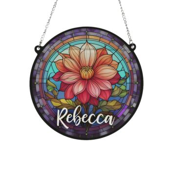 Dahlia Personalised Stained Glass Effect Suncatcher, 6 of 6