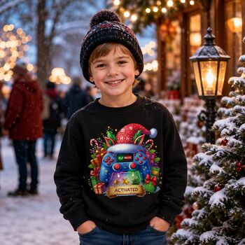 Kids Elf Mode Activated Christmas Sweatshirt, 2 of 6