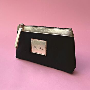 Personalised Canvas And Leather Make Up Bag, 3 of 4