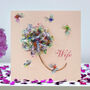 Multicoloured Butterfly And Flower Wife Card, Not 3D, thumbnail 1 of 12