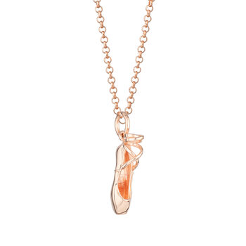 Rose Gold Plated Sterling Silver Pointe Ballet Shoe Charm Necklace, 2 of 4