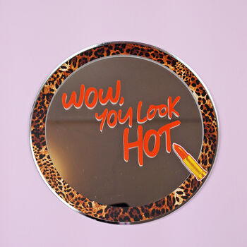 Wow, You Look Hot Leopard And Lippy Disc Mirror, 2 of 8