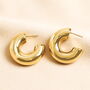Stainless Steel Wide Hoop Earrings In Gold, thumbnail 1 of 3